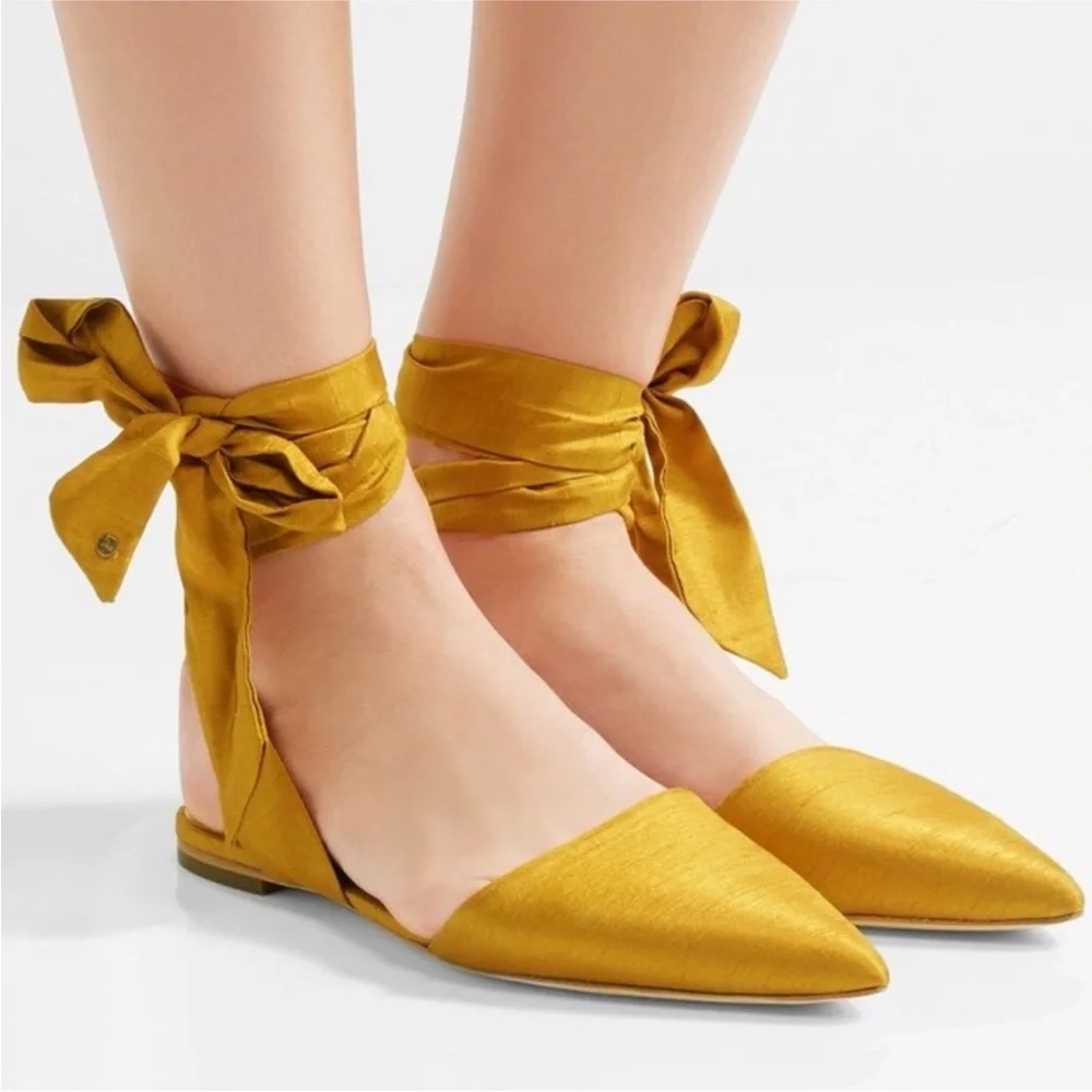 Sam Edelman Gold Lace Up Flats Size 81/2 - Picture 1 of 9